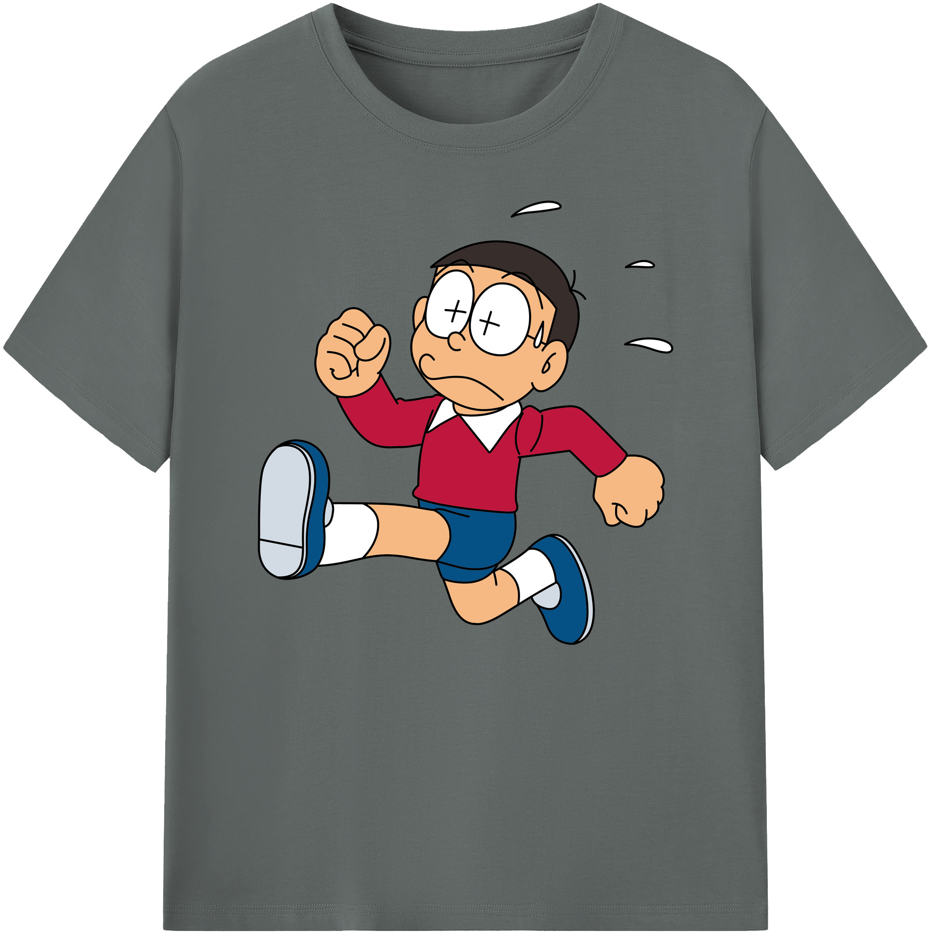 （画像用） ドラえもん 野比 のび太 Doraemon Nobita Nobi 綿100％ メンズ半袖Tシャツ｜肌触りやわらか＆通気性